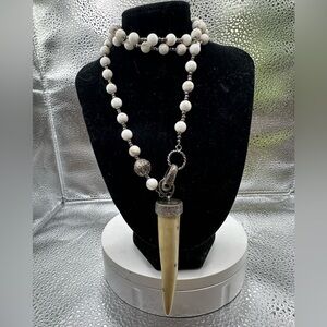 Ruby & Violet handmade necklace with bone diamond pendant . Wow! Shop Stopper!